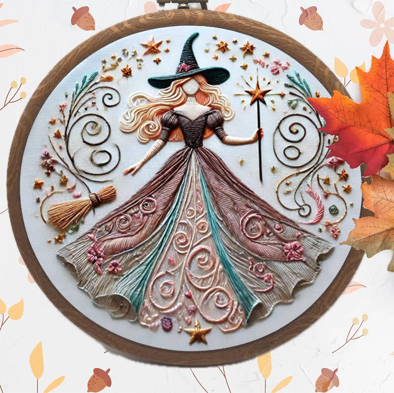 Rubbyoo Embroidery Kit - Halloween Powerful Witch | Diy Hanging Craft  | Gift For Needlework Lovers - image 1