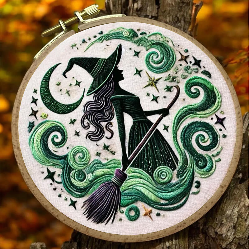 Rubbyoo Embroidery Kit - Green Magical Witch | Halloween Handmade Gifts | Diy Spooky Craft - image 5