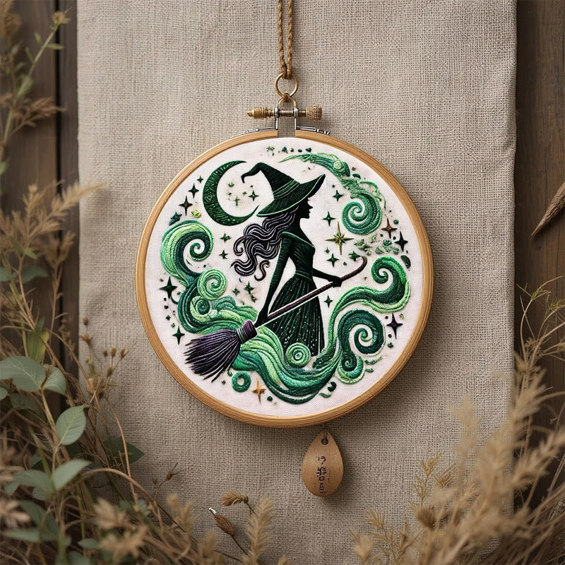 Rubbyoo Embroidery Kit - Green Magical Witch | Halloween Handmade Gifts | Diy Spooky Craft - image 6