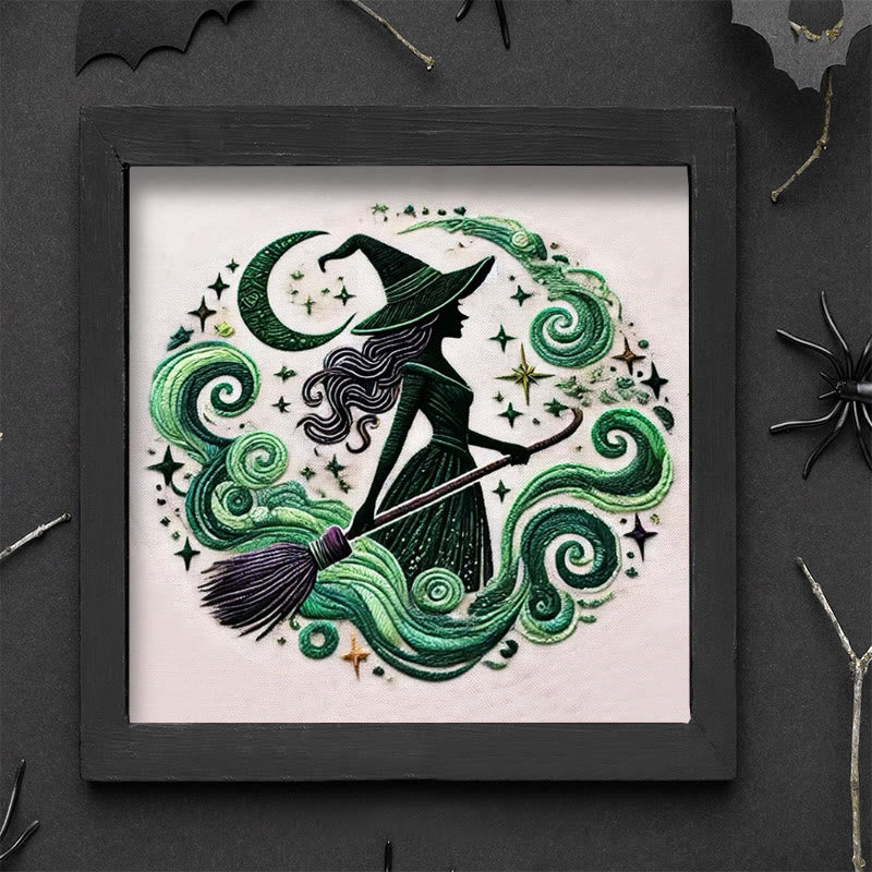 Rubbyoo Embroidery Kit - Green Magical Witch | Halloween Handmade Gifts | Diy Spooky Craft - image 8