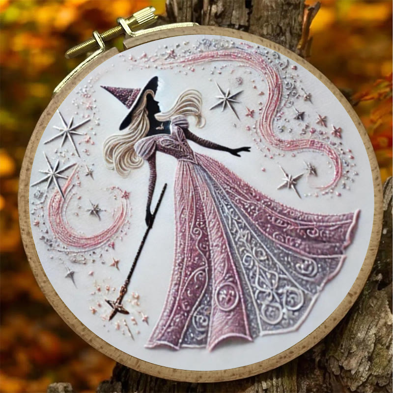 Rubbyoo Embroidery Kit - Pink Magical Witch | Diy Sewing Artwork | Gothic Handmade Set For Beginners - image 3