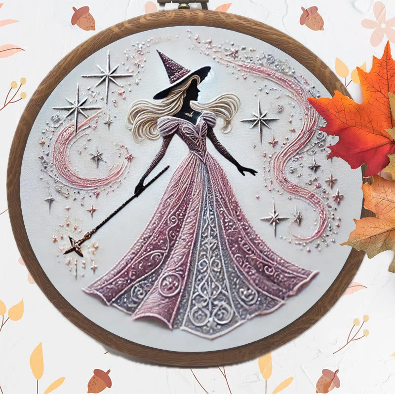 Rubbyoo Embroidery Kit - Pink Magical Witch | Diy Sewing Artwork | Gothic Handmade Set For Beginners - image 2