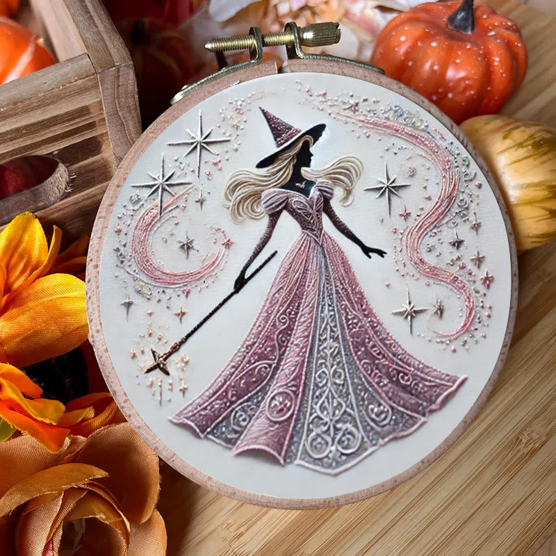 Rubbyoo Embroidery Kit - Pink Magical Witch | Diy Sewing Artwork | Gothic Handmade Set For Beginners - image 4