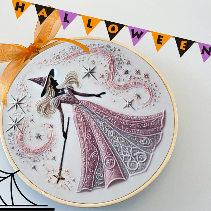 Rubbyoo Embroidery Kit - Pink Magical Witch | Diy Sewing Artwork | Gothic Handmade Set For Beginners - image 7