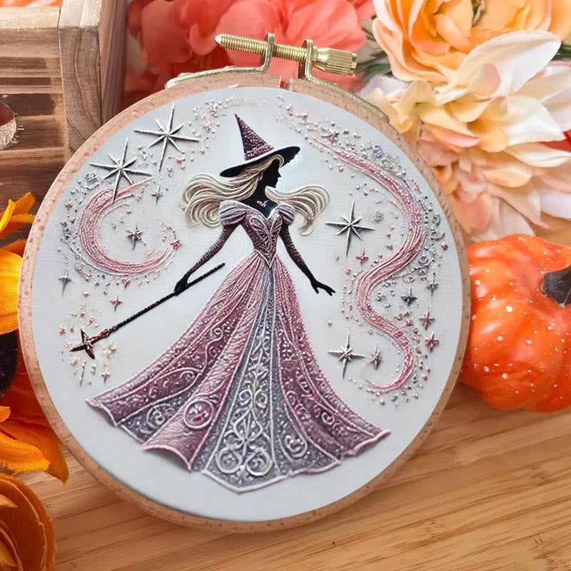 Rubbyoo Embroidery Kit - Pink Magical Witch | Diy Sewing Artwork | Gothic Handmade Set For Beginners - image 5