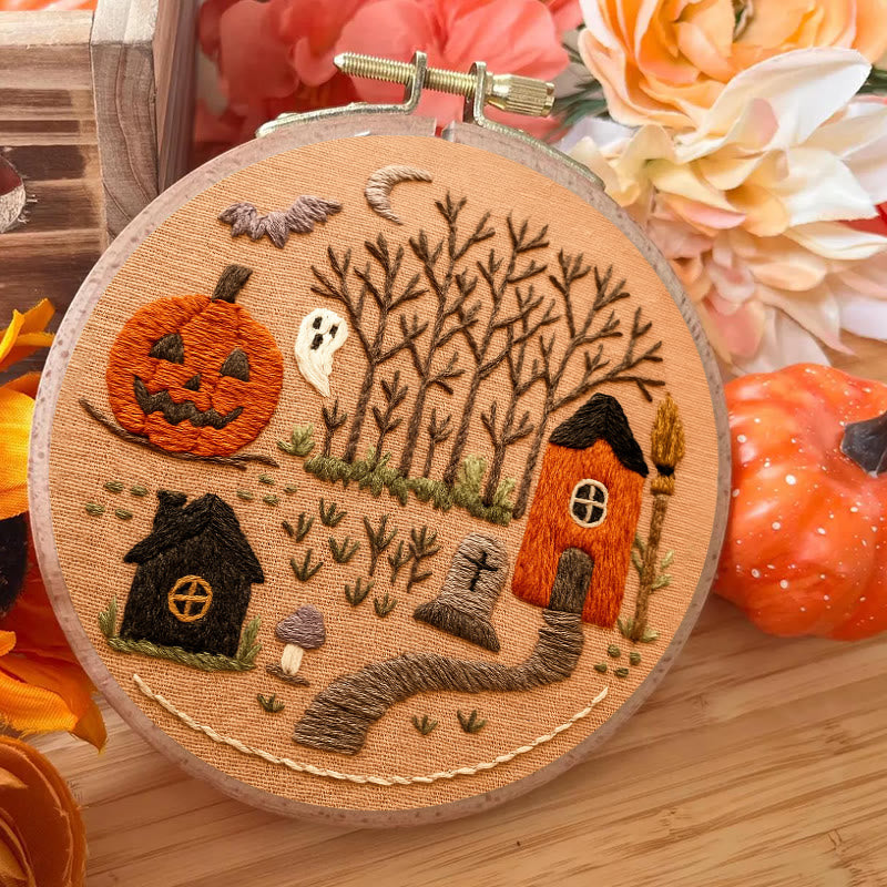 Rubbyoo Embroidery Kit - Halloween Spooky Scene | Great Halloween Decoration |  Diy Handmade Sewing Gifts  - image 2