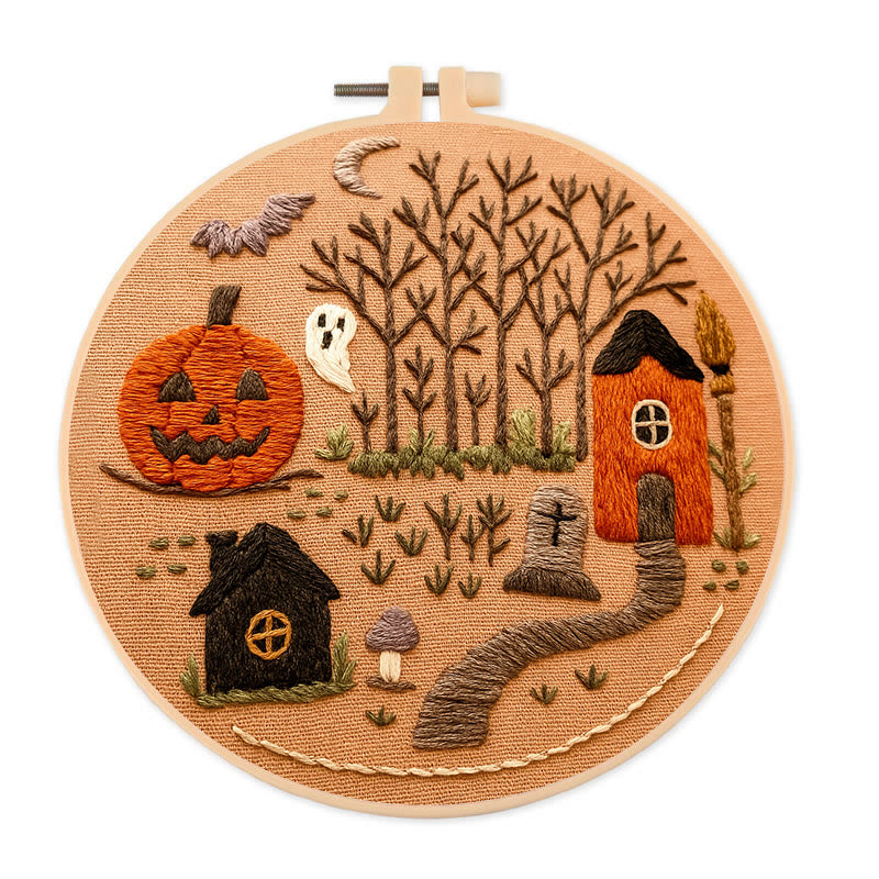 Rubbyoo Embroidery Kit - Halloween Spooky Scene | Great Halloween Decoration |  Diy Handmade Sewing Gifts  - 20*20cm - image 0
