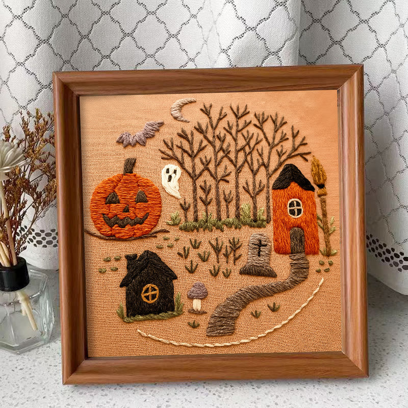 Rubbyoo Embroidery Kit - Halloween Spooky Scene | Great Halloween Decoration |  Diy Handmade Sewing Gifts  - Embroidery Kit Plus An Extra Frame - image 8