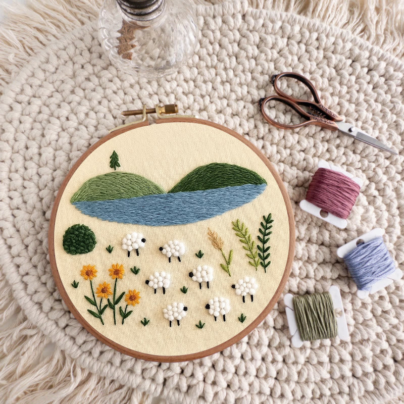Rubbyoo Embroidery Kit - Sheep By The Lake | Perfect As Desktop Decorations | Diy Handicraft - image 4