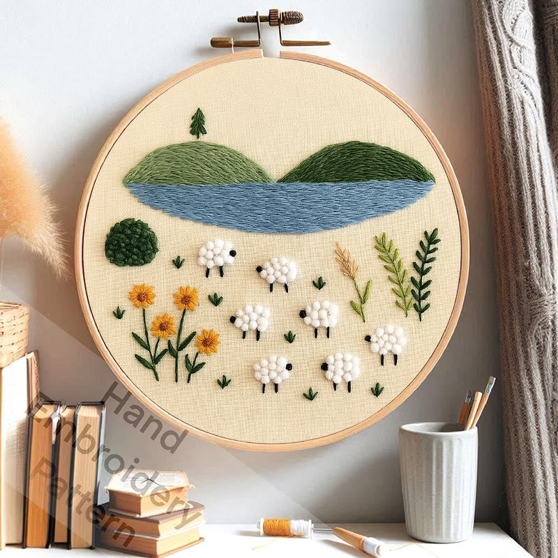 Rubbyoo Embroidery Kit - Sheep By The Lake | Perfect As Desktop Decorations | Diy Handicraft - image 7