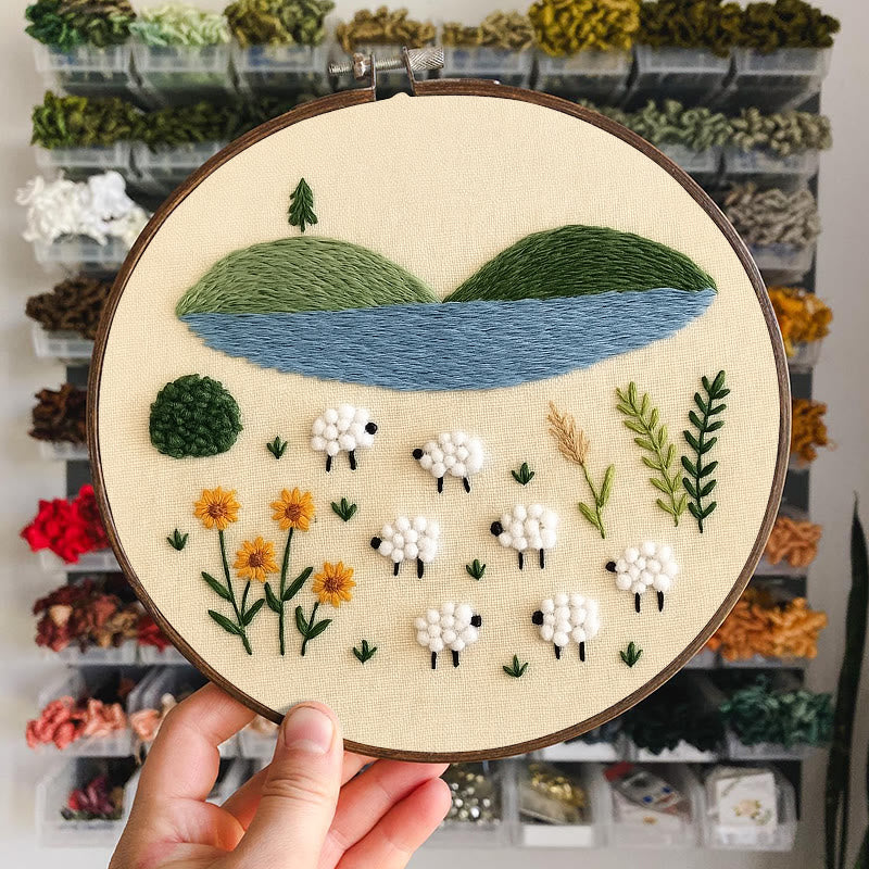 Rubbyoo Embroidery Kit - Sheep By The Lake | Perfect As Desktop Decorations | Diy Handicraft - image 10