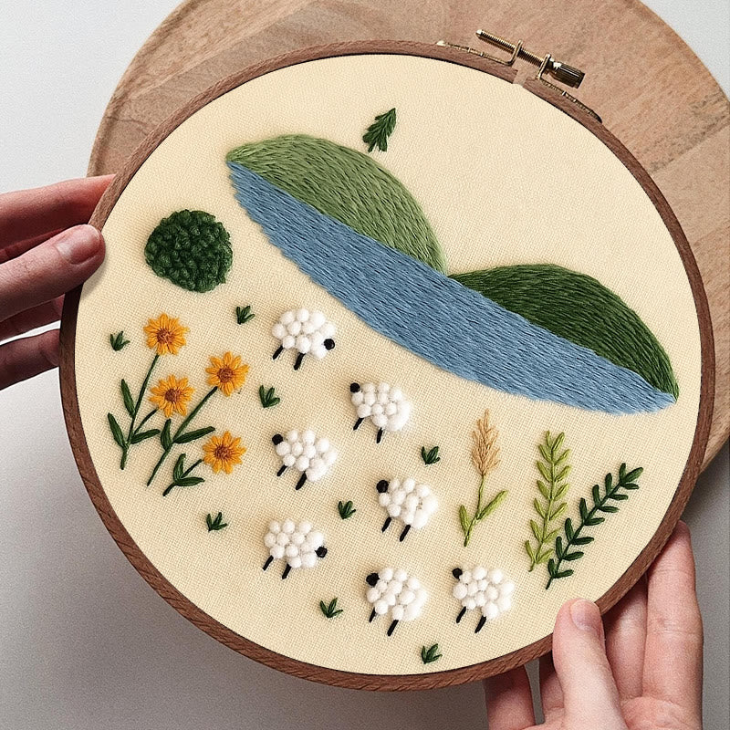 Rubbyoo Embroidery Kit - Sheep By The Lake | Perfect As Desktop Decorations | Diy Handicraft - image 5