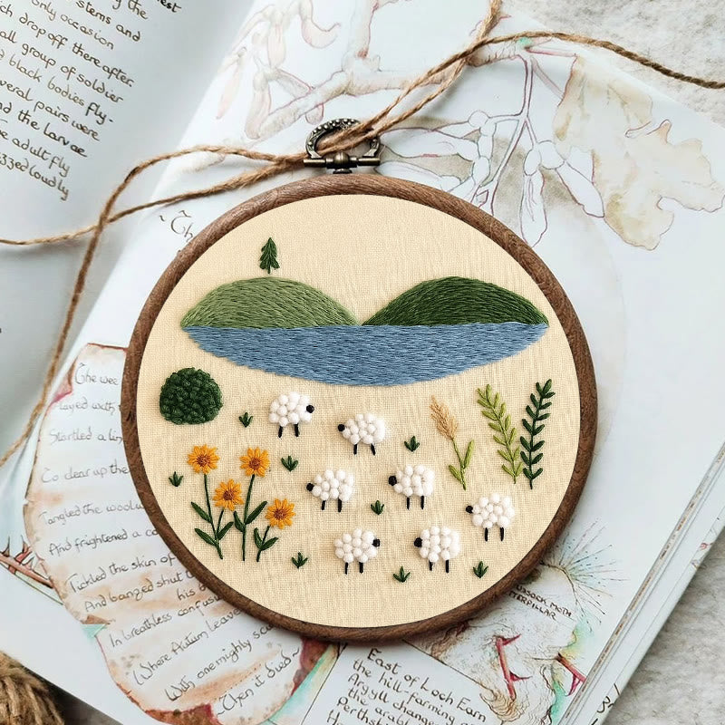 Rubbyoo Embroidery Kit - Sheep By The Lake | Perfect As Desktop Decorations | Diy Handicraft - image 8