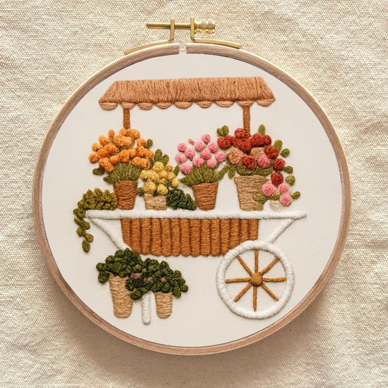 Rubbyoo Embroidery Kit - Charming Flower Cart | Floral Handmade Craft | Nice Wall Decor - image 8