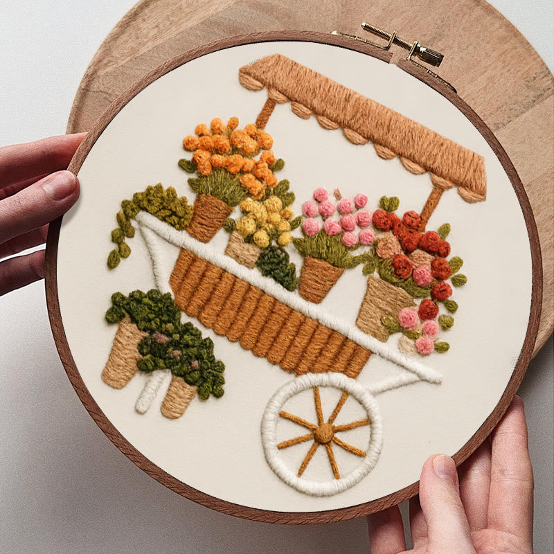 Rubbyoo Embroidery Kit - Charming Flower Cart | Floral Handmade Craft | Nice Wall Decor - image 10