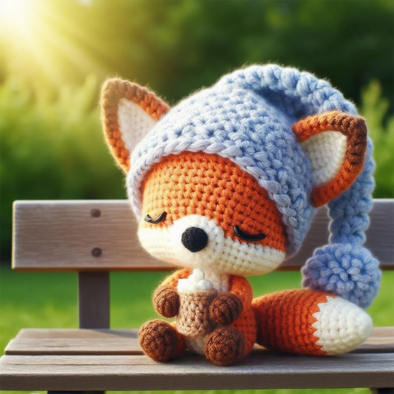 Diy Handmade Asleep Fox Crochet Kit - Lovely Animal Doll | Nice Birthday Gifts | Beginners Needle Artwork - image 1