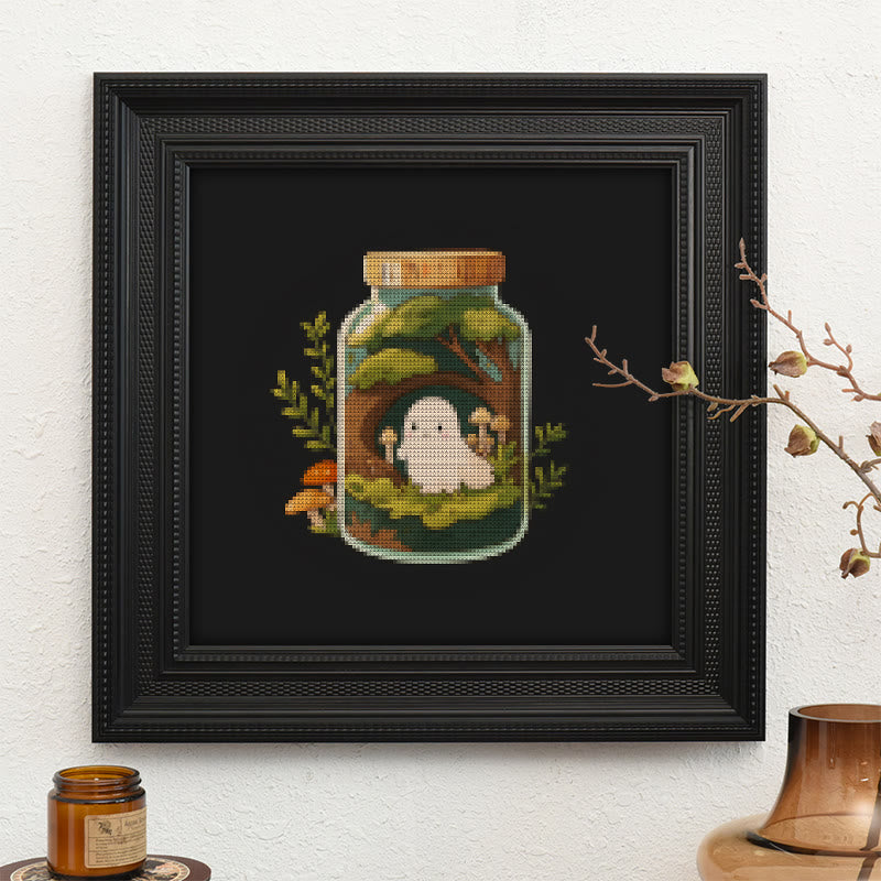 Cross Stitch Kit - Ghost In Jar | Halloween Wall Decor | Spooky Cross Stitch Artwork - image 9