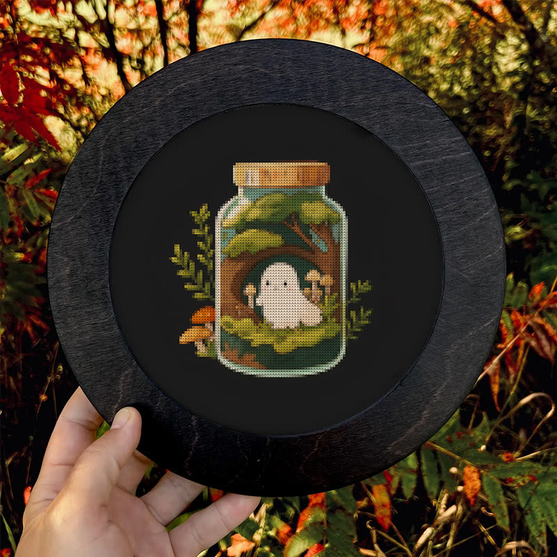 Cross Stitch Kit - Ghost In Jar | Halloween Wall Decor | Spooky Cross Stitch Artwork - image 6