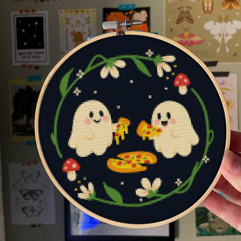  Cross Stitch Kit - Cute Eating Ghost | Halloween Hanging Ornament | Diy Needlework Lovers Gift - image 4
