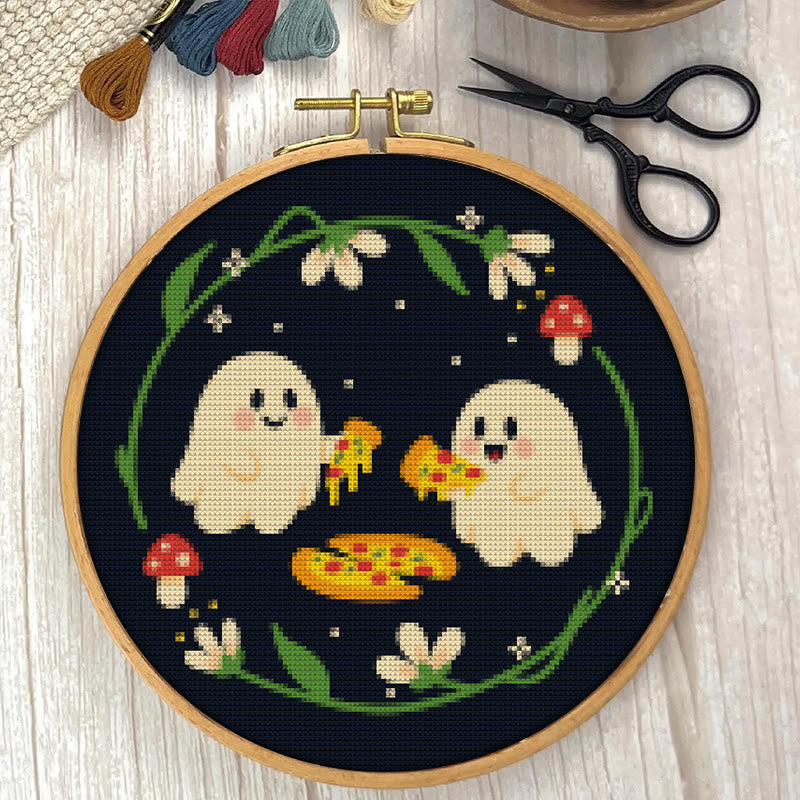  Cross Stitch Kit - Cute Eating Ghost | Halloween Hanging Ornament | Diy Needlework Lovers Gift - image 5