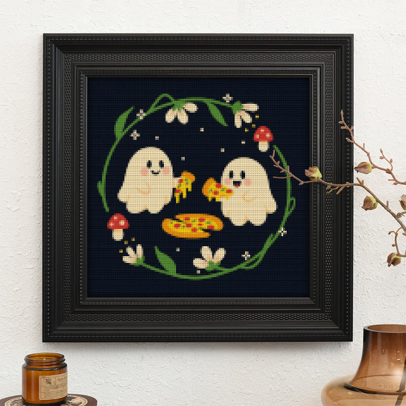  Cross Stitch Kit - Cute Eating Ghost | Halloween Hanging Ornament | Diy Needlework Lovers Gift - image 9