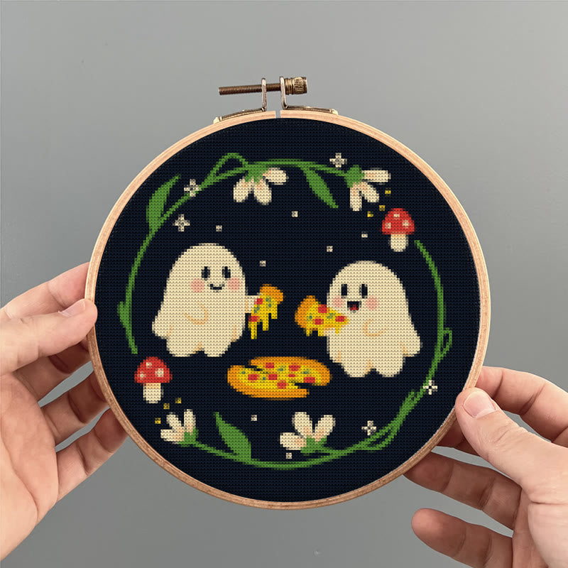  Cross Stitch Kit - Cute Eating Ghost | Halloween Hanging Ornament | Diy Needlework Lovers Gift - image 6