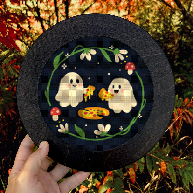  Cross Stitch Kit - Cute Eating Ghost | Halloween Hanging Ornament | Diy Needlework Lovers Gift - image 3