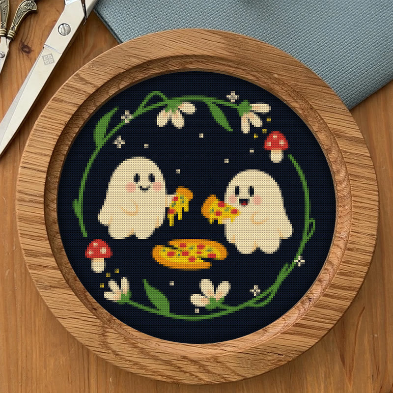  Cross Stitch Kit - Cute Eating Ghost | Halloween Hanging Ornament | Diy Needlework Lovers Gift - image 8