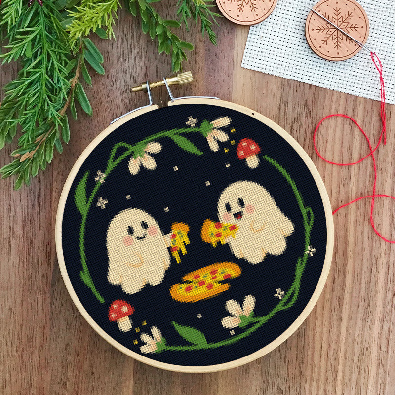  Cross Stitch Kit - Cute Eating Ghost | Halloween Hanging Ornament | Diy Needlework Lovers Gift - image 7