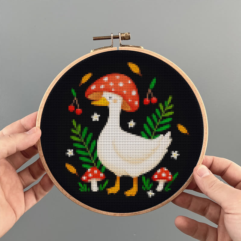 Cross Stitch Kit - Mushroom Goose | Unique Animal Stitch Craft | Perfect Gifts For Sewing Lovers - image 1