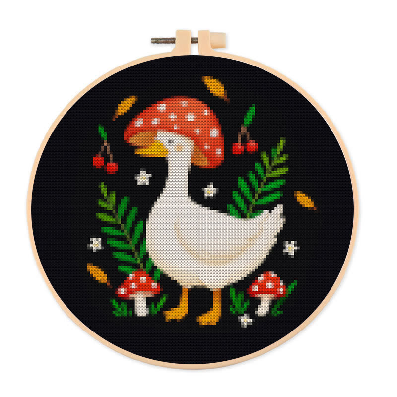 Cross Stitch Kit - Mushroom Goose | Unique Animal Stitch Craft | Perfect Gifts For Sewing Lovers - 20×20cm - image 0