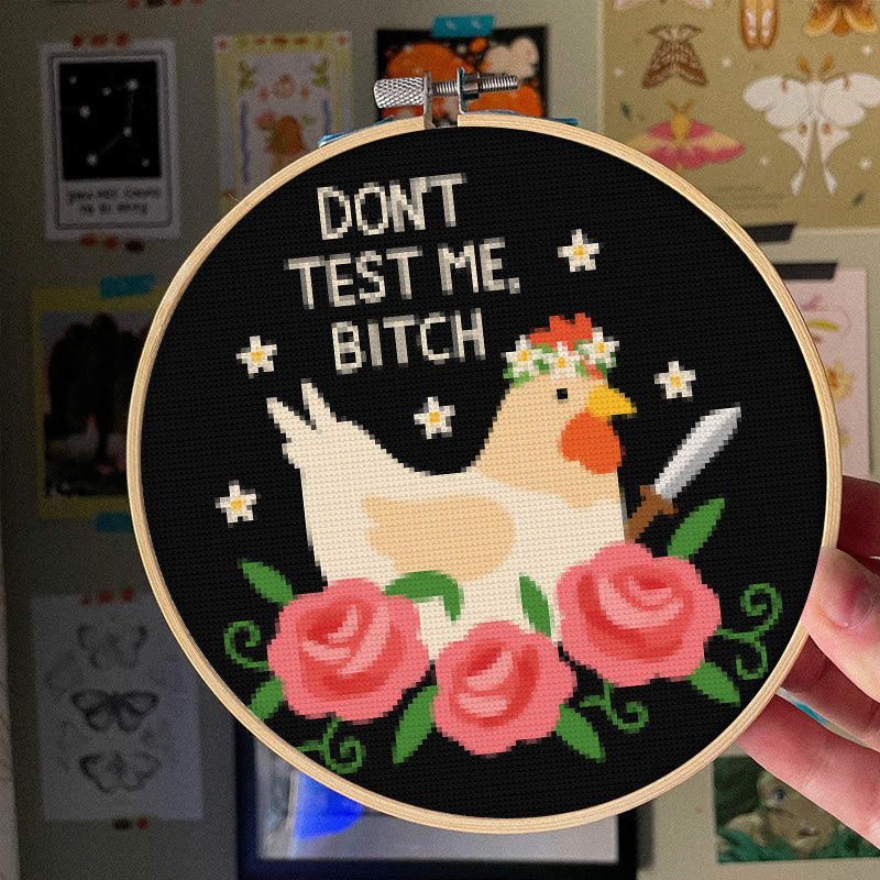 Cross Stitch Kit - Rude Chicken With Roses | Floral Stitch Craft | Creative Handmade Decoration - image 3