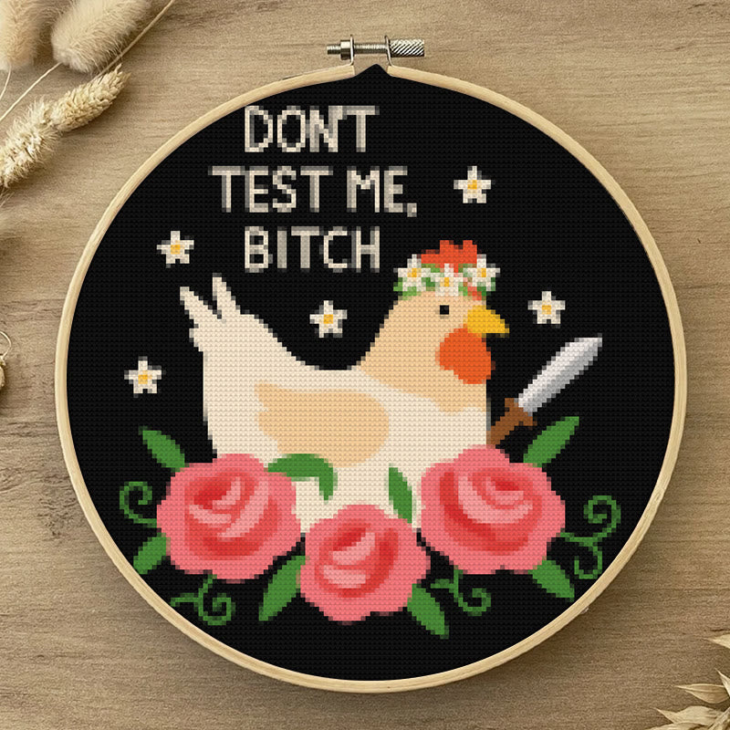 Cross Stitch Kit - Rude Chicken With Roses | Floral Stitch Craft | Creative Handmade Decoration - image 1