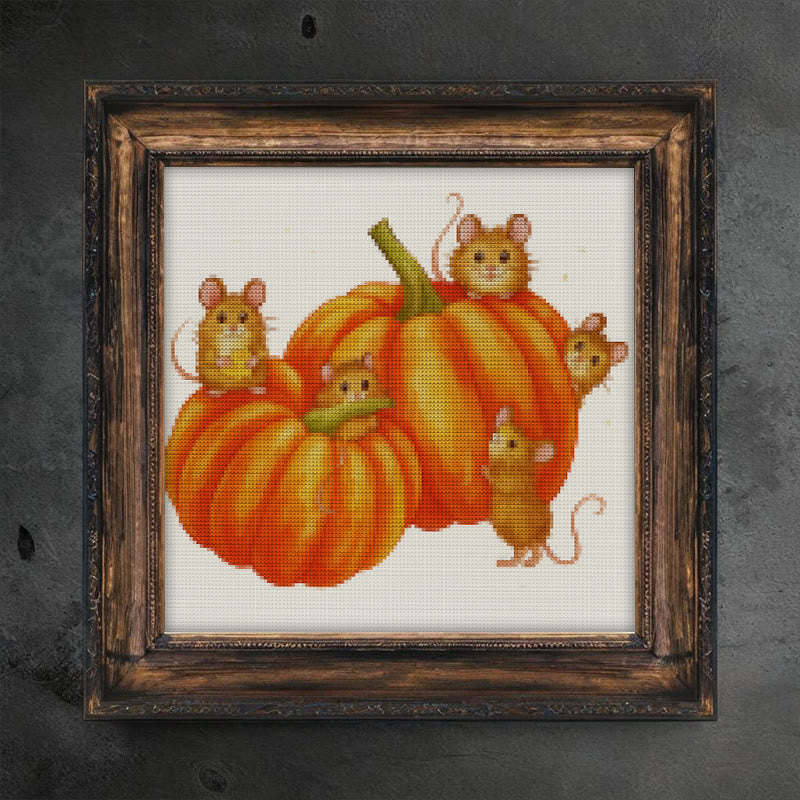 Cross Stitch Kit - Pumpkin Mice | Halloween Handmade Decorations | Needlework For Starter - image 6