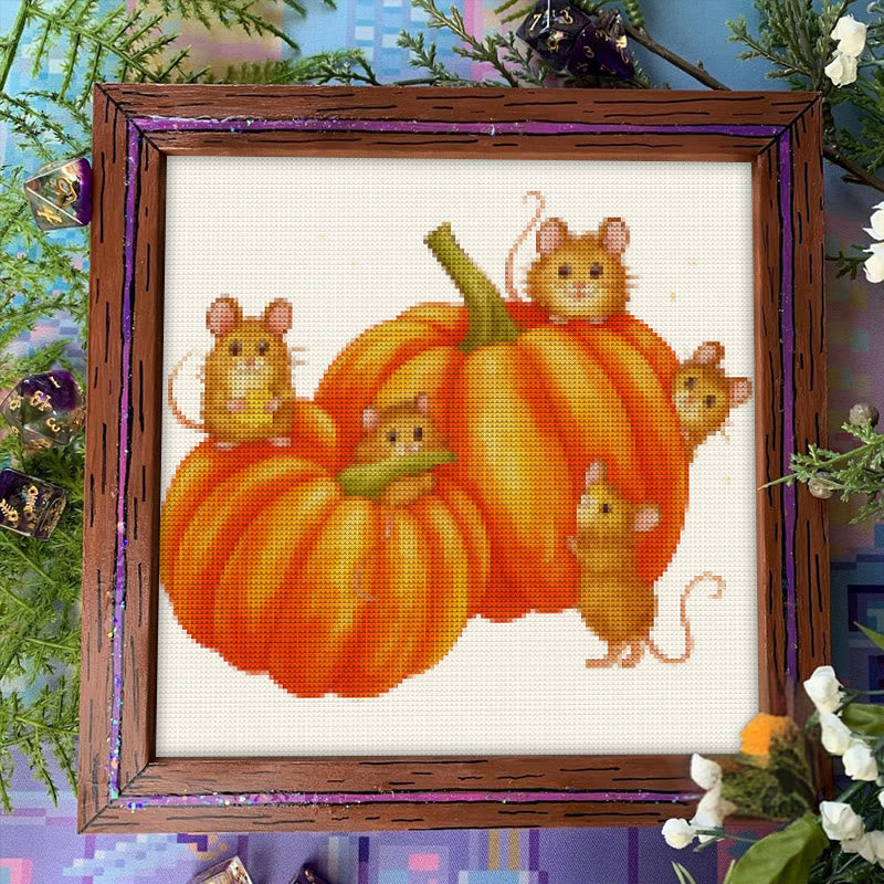 Cross Stitch Kit - Pumpkin Mice | Halloween Handmade Decorations | Needlework For Starter - image 4