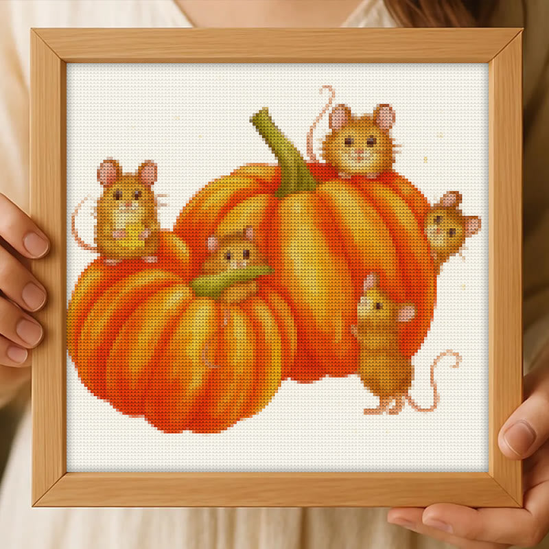 Cross Stitch Kit - Pumpkin Mice | Halloween Handmade Decorations | Needlework For Starter - image 7