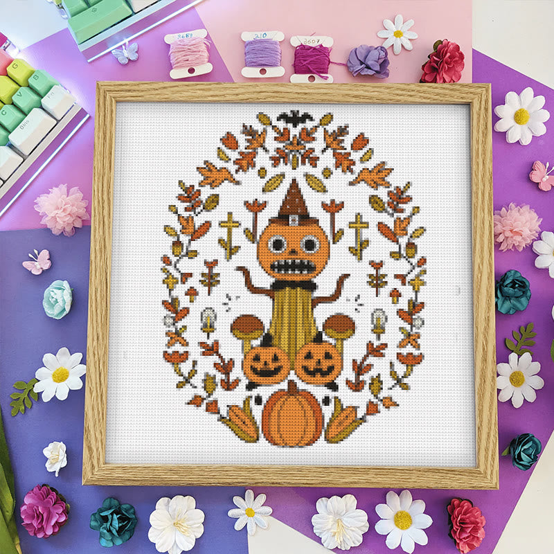 Cross Stitch Kit - Halloween Spooky Pumpkin | Diy Autumn Craft |  Holiday Hanging Paintings - image 6