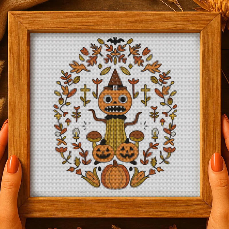 Cross Stitch Kit - Halloween Spooky Pumpkin | Diy Autumn Craft |  Holiday Hanging Paintings - image 3