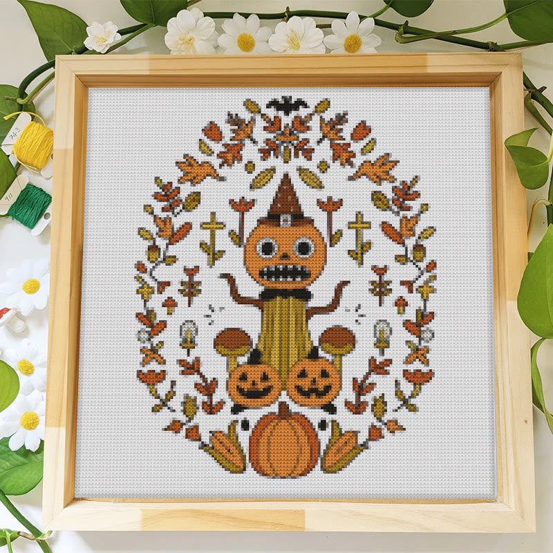 Cross Stitch Kit - Halloween Spooky Pumpkin | Diy Autumn Craft |  Holiday Hanging Paintings - image 2
