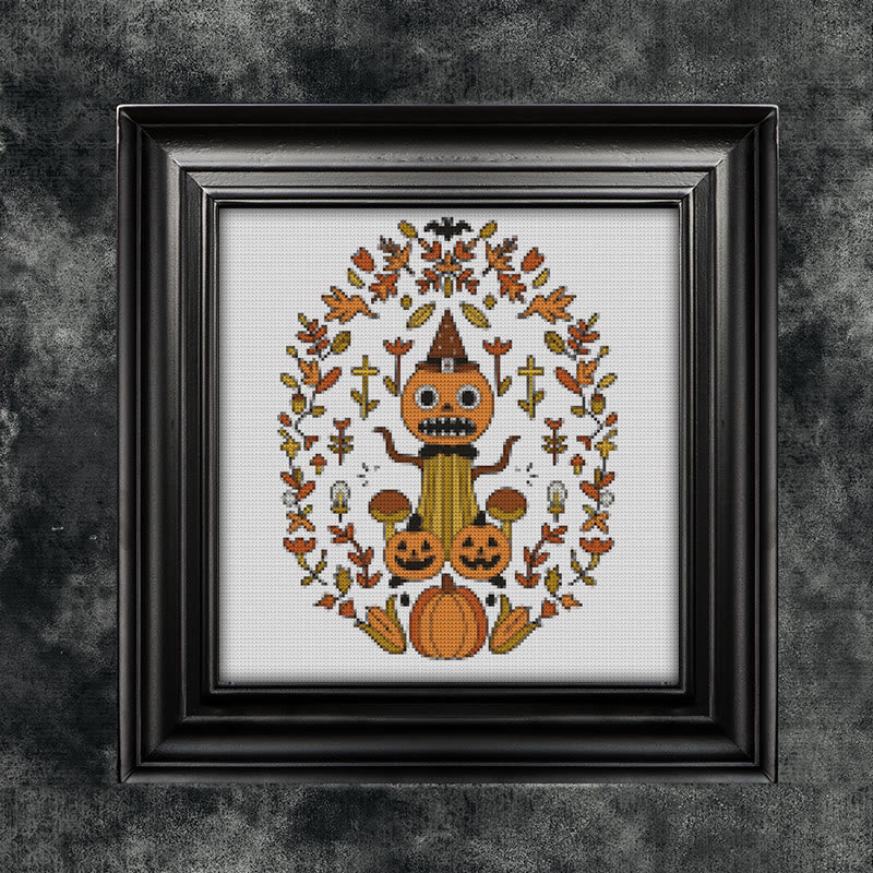 Cross Stitch Kit - Halloween Spooky Pumpkin | Diy Autumn Craft |  Holiday Hanging Paintings - image 1