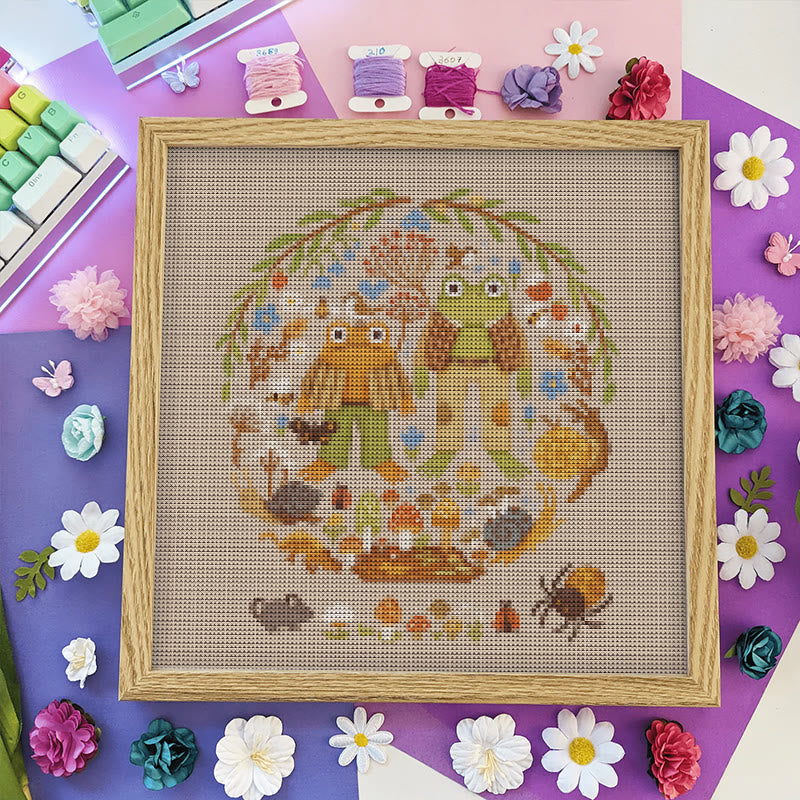 Cross Stitch Kit - Forest Frogs | Unique Animal Handicraft  | Starter Needle Craft - image 3