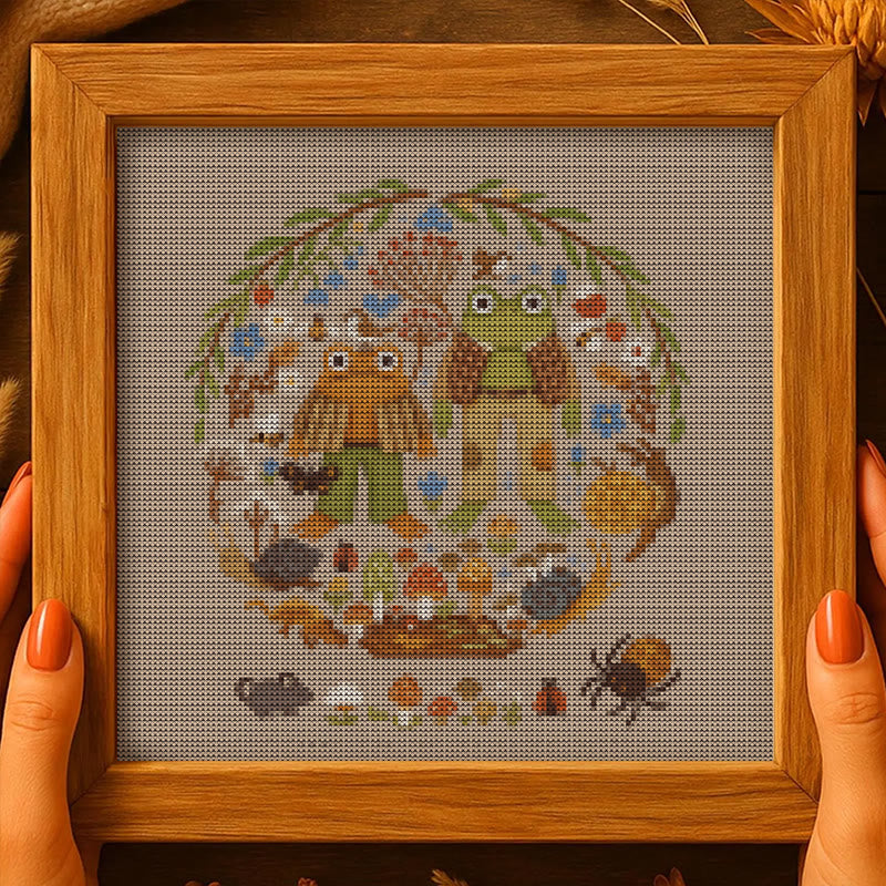 Cross Stitch Kit - Forest Frogs | Unique Animal Handicraft  | Starter Needle Craft - image 4