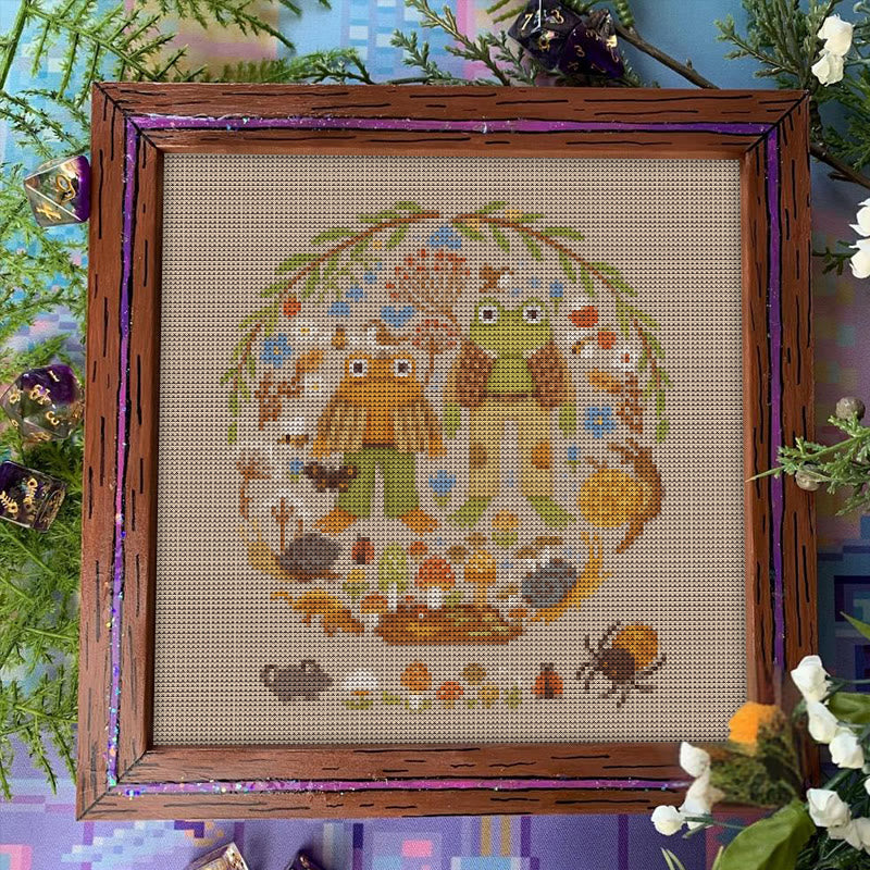 Cross Stitch Kit - Forest Frogs | Unique Animal Handicraft  | Starter Needle Craft - image 2