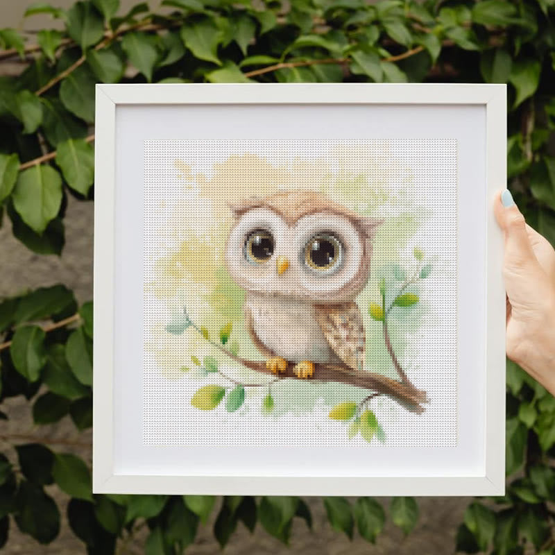 Cross Stitch Kit - Adorable Baby Owl | Easy Animal Needlework | Diy Hanging Paintings - Adorable Baby Owl - image 0