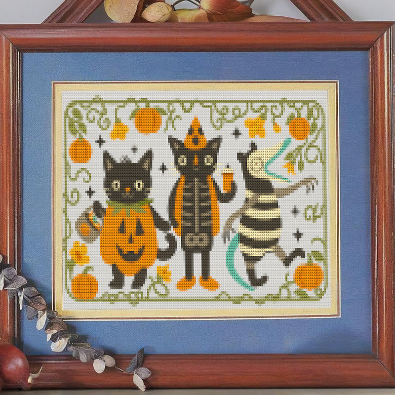 Cross Stitch Kit - Halloween Black Cat | Halloween Desk Decor | Handicraft Gifts For Crafter - Halloween Black Cat - image 1