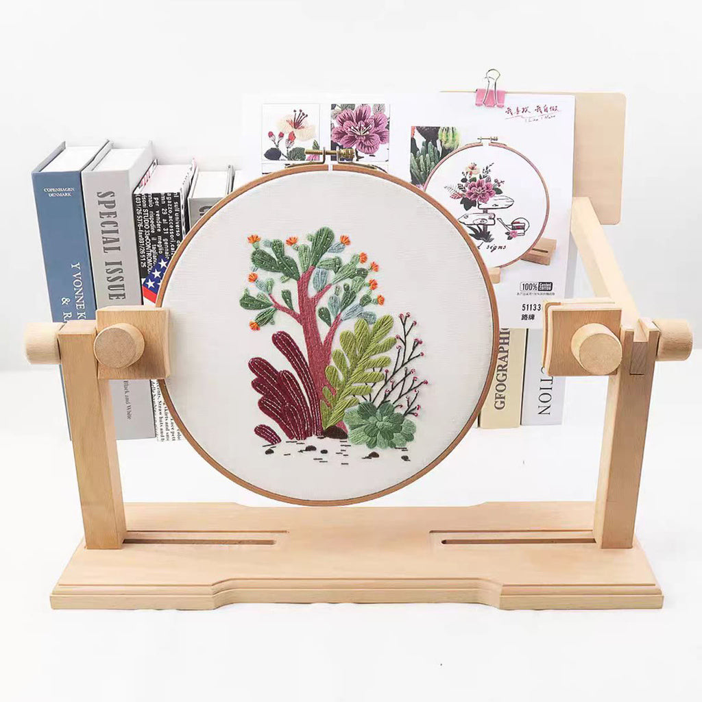 Wooden Embroidery Desktop Stand | Adjustable Embroidery 360 Degree Rotating Hoop Holder |  Adjustable Cross Stitch Supplies | Suitable For Sewing Craft Projects - Wooden Embroidery Desktop Stand - image 1