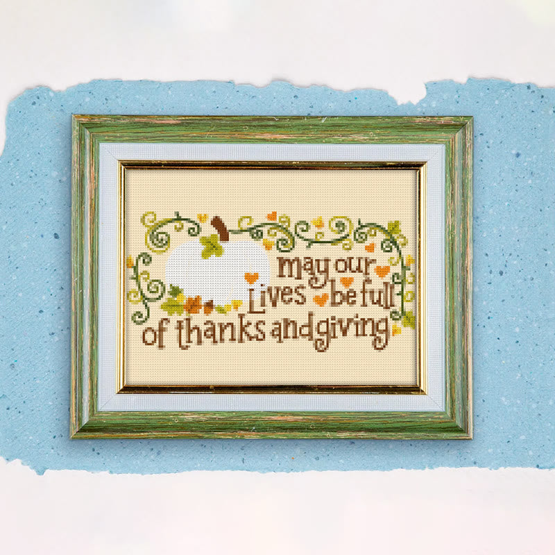 Cross Stitch Kit - Thanksgiving Blessings | Easy Handmade Needlepoint | Unique Home Ornament - image 1