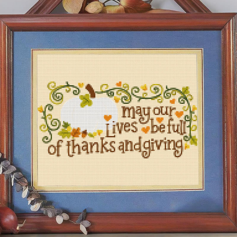 Cross Stitch Kit - Thanksgiving Blessings | Easy Handmade Needlepoint | Unique Home Ornament - image 0
