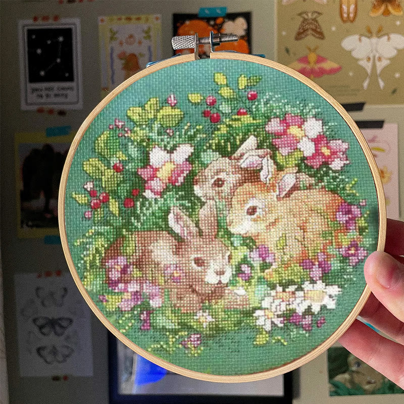 Cross Stitch Kit - Charming Floral Rabbit | Animal Sewing Handicraft | Beautiful Home Ornament - image 8