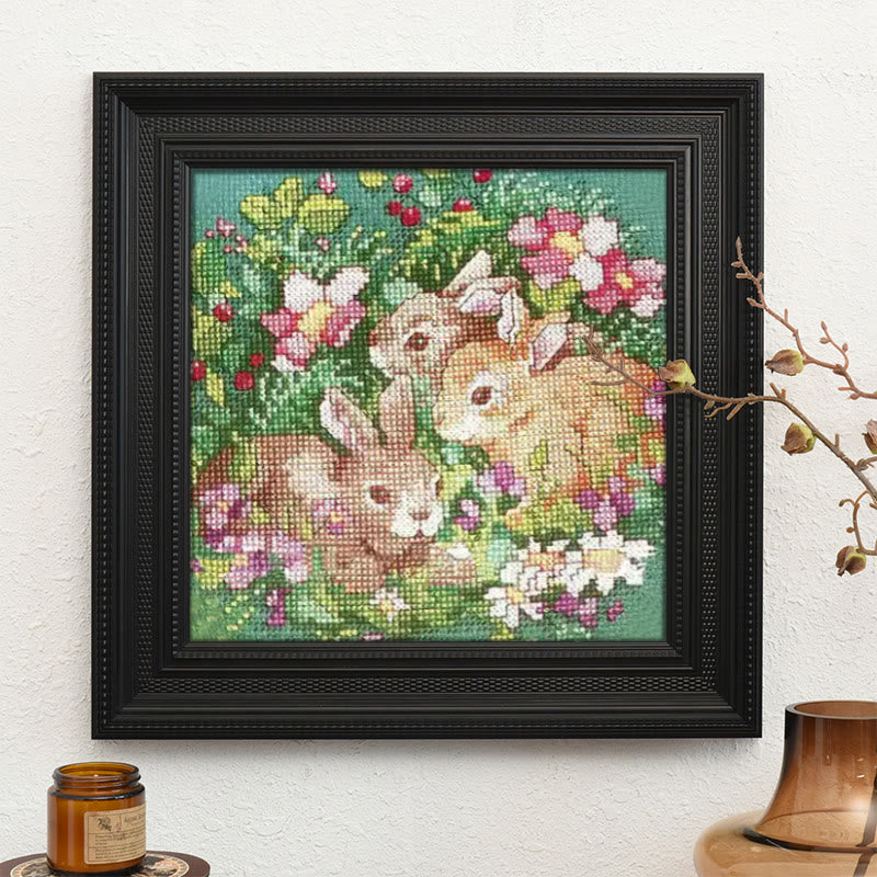 Cross Stitch Kit - Charming Floral Rabbit | Animal Sewing Handicraft | Beautiful Home Ornament - image 6
